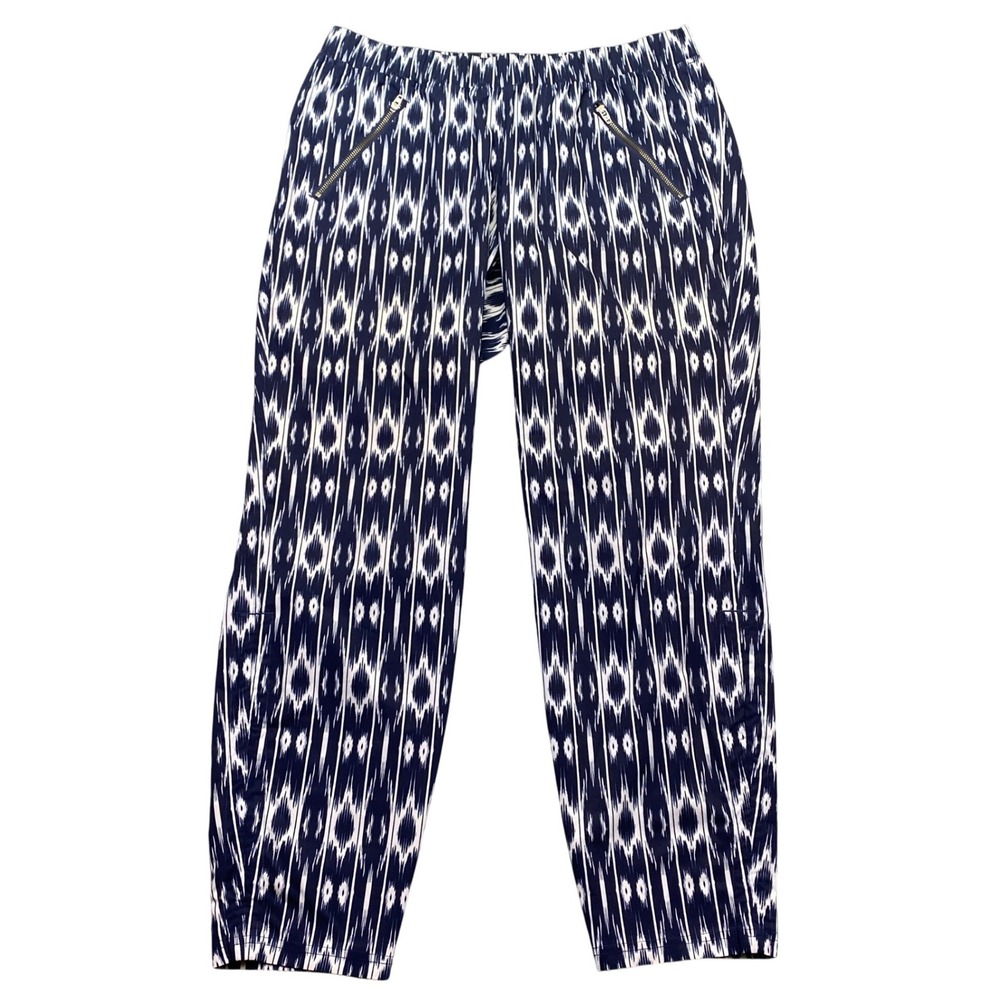 Athleta Ikat Reflection Aspire Ankle Pants Navy White Jogger Size 10 S/212903-00